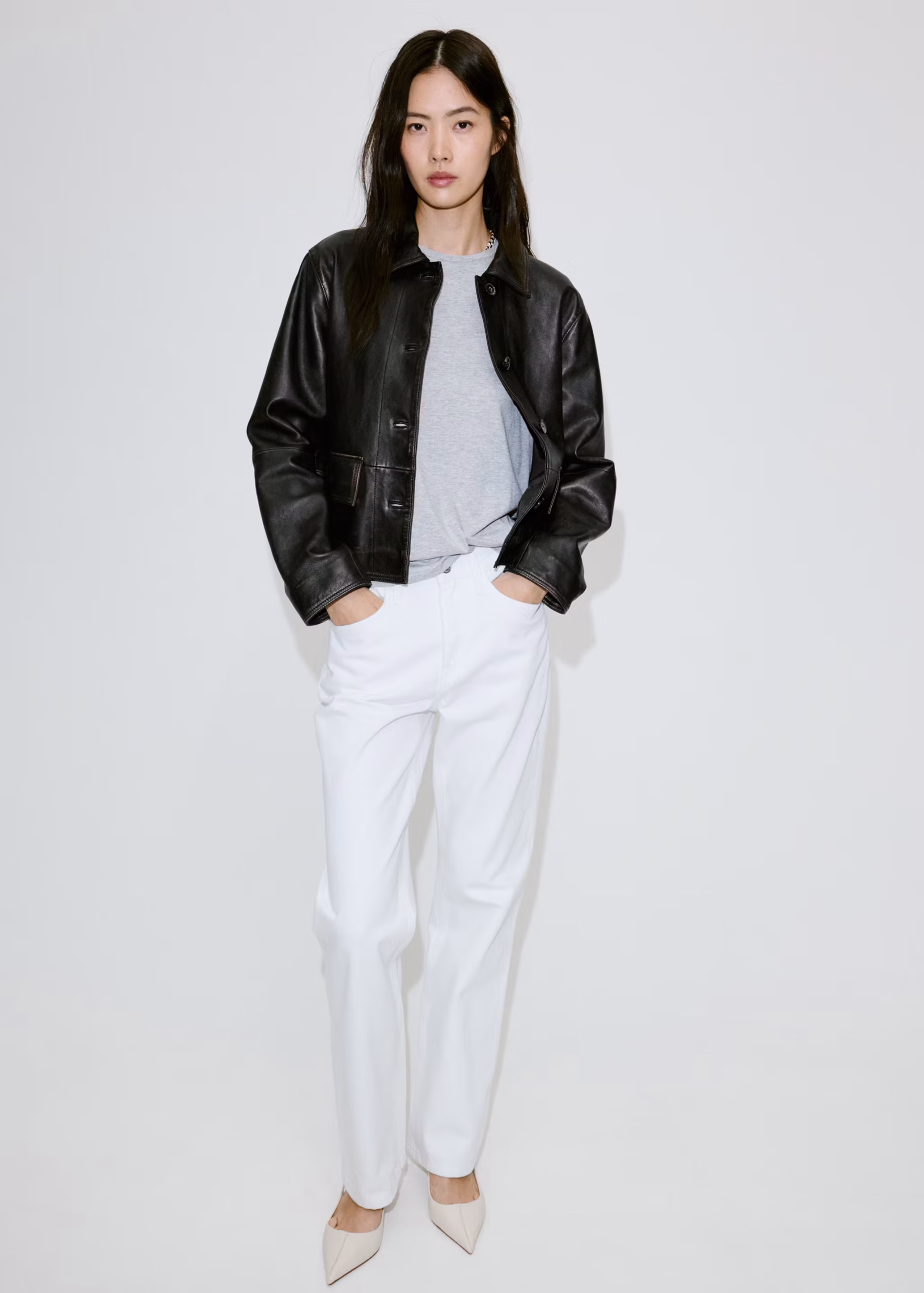 Chest-pocket suede jacket