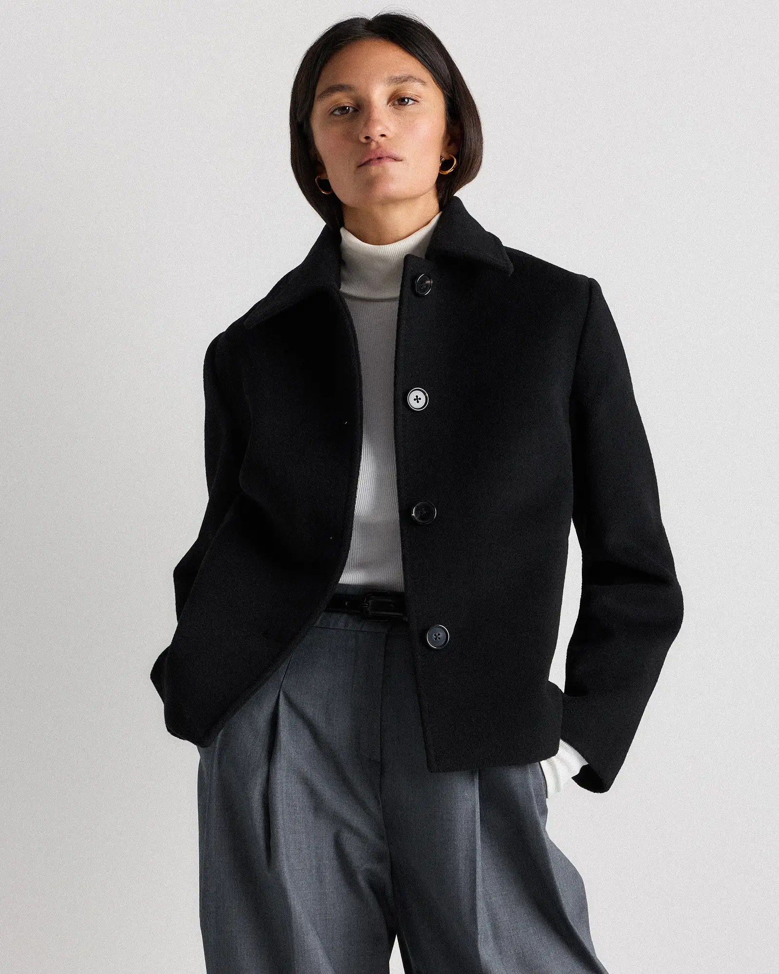 Chest-pocket suede jacket